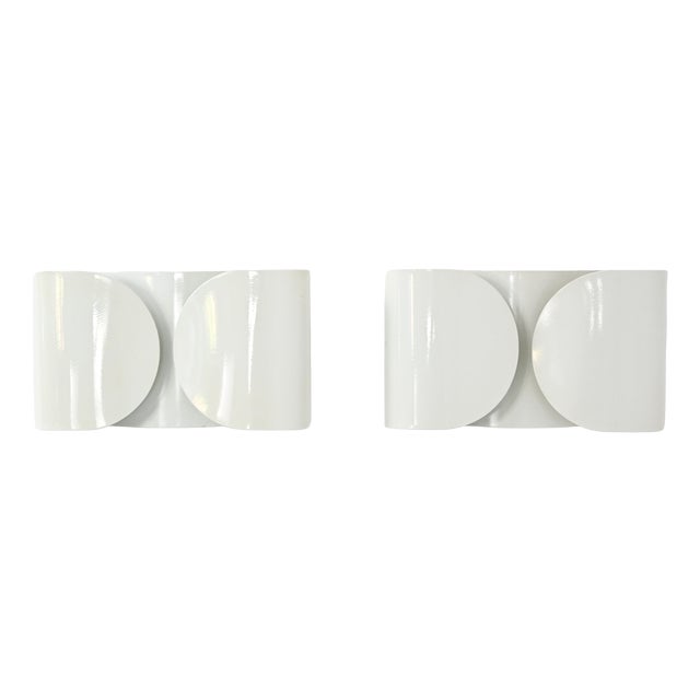 White Foglio Wall Lamps by Tobia and Afra Scarpa for Flos, 1960s, Set of 2 For Sale
