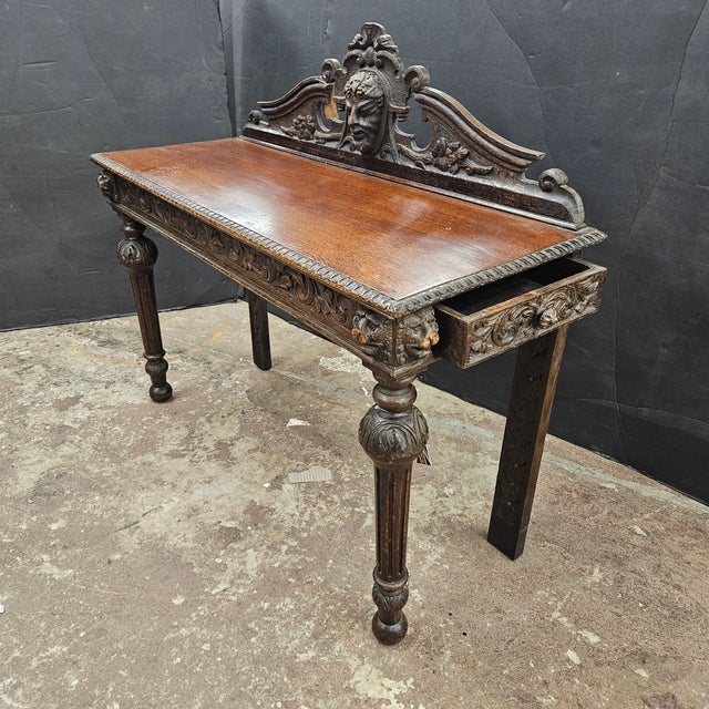 Late 19th Century Carved Oak Antique Victorian Hall Table For Sale - Image 11 of 18