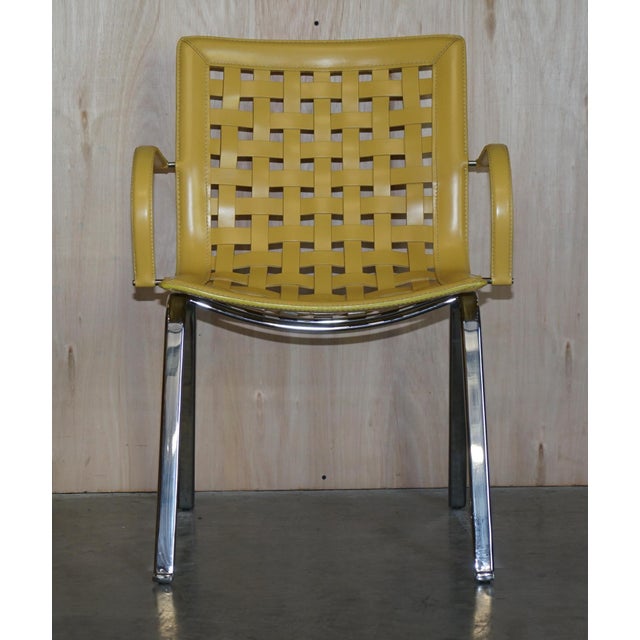 Vintage Italian Leather Woven Net Dining Chairs & Table by Giancarlo Vegni for Fasem, Set of 5 For Sale - Image 11 of 18