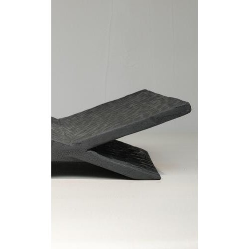 Black Lime Cement Mixture and Wood Bookstand by Dennis Kaiser For Sale - Image 4 of 8