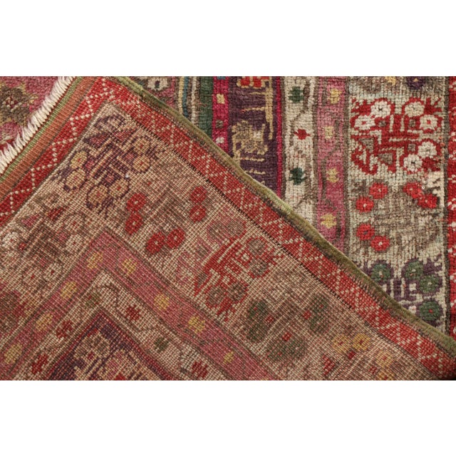 Late 19th Century Hand-Knotted Antique Anatolian Rug in Pink and Green All Over Geometric Pattern For Sale - Image 5 of 6
