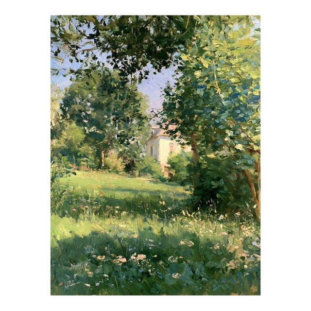 French Country Impressionist Landscape Art Print – Cottage Garden, 10" X 13" For Sale