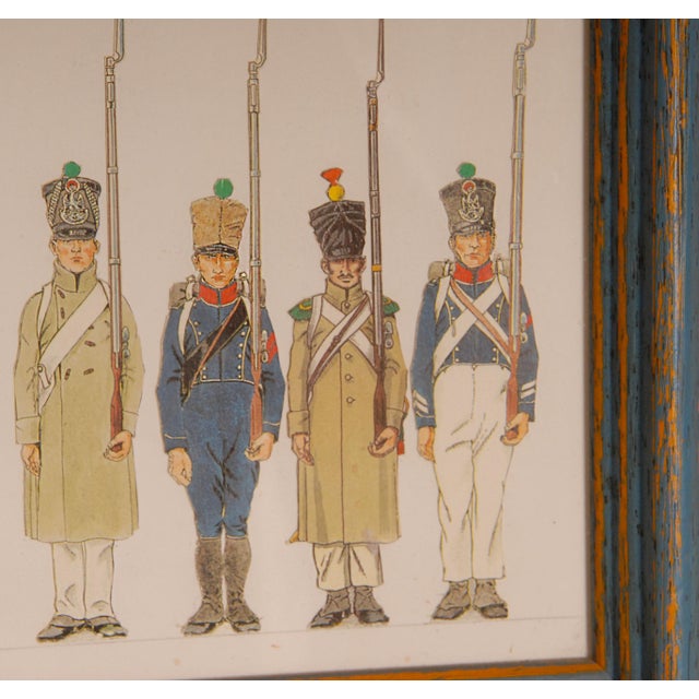 Vintage Napoleonic Military Costume Lithographs Collage Framed French Wall Art Set of 3 For Sale - Image 17 of 18