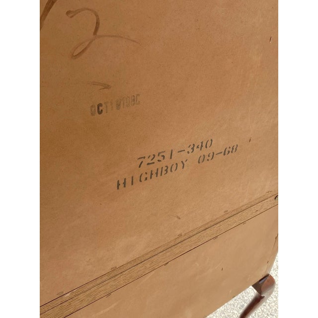 Vintage Thomasville Queen Anne Style Cherry Wood Highboy Tall Chest Dresser For Sale - Image 10 of 12