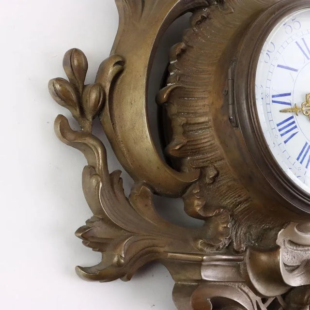 Gilded Bronze Wall Clock For Sale - Image 6 of 10