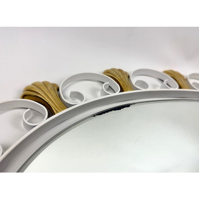 Mid-Century Modern Vintage Curly Metal Brass Shells Eliptical Wall Mirror from Hillebrandt, 1971 For Sale - Image 3 of 7