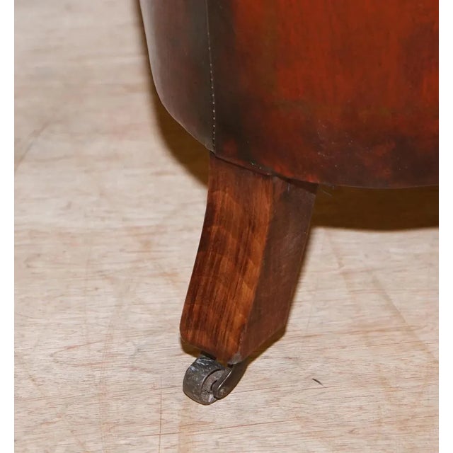 Vintage Oxblood Bordeaux Leather Chesterfield Club Sofa on Turned Legs For Sale - Image 14 of 18