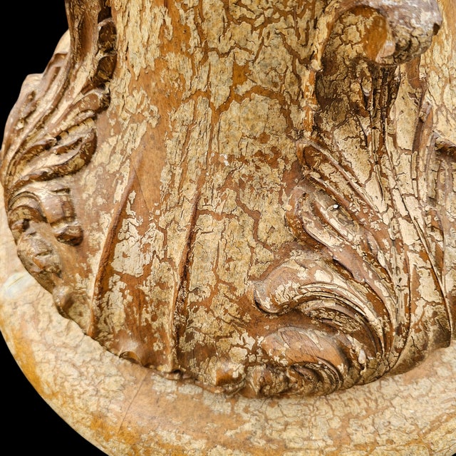 60" Glass Top on Solid Carved Distressed Paint and Gilt Wood Base Dining Table For Sale In Washington DC - Image 6 of 9