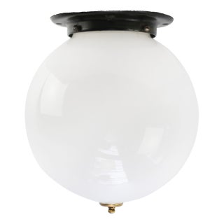 Art Deco White Opaline Flush Mount, 1920s For Sale