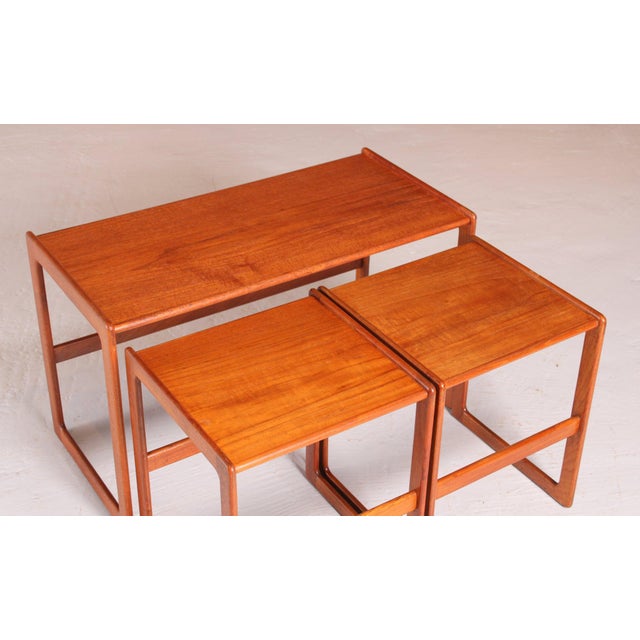 Wood Mid-Century Modern Danish Teak Nesting Tables by Arne Hovmand Olsen for Mogens Kold, 1960s, Set of 3 For Sale - Image 7 of 12