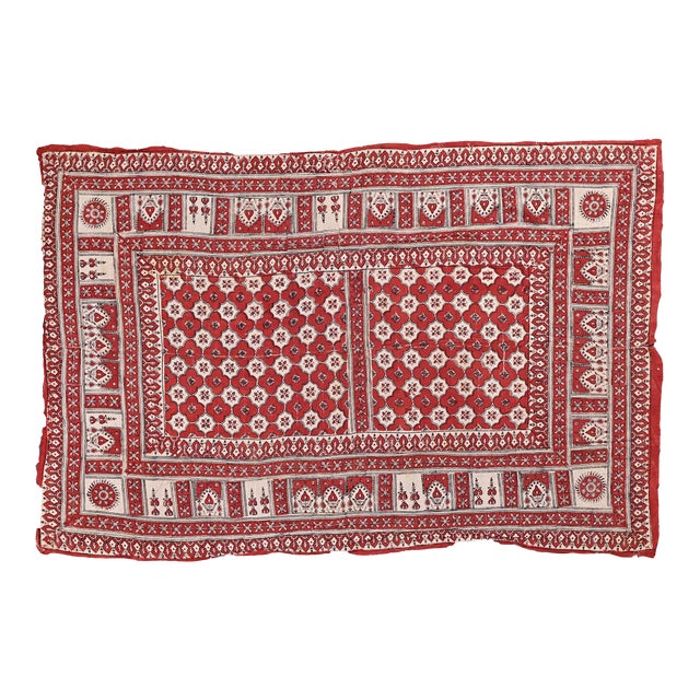 Vintage 1960s Block Printed Wall Tapestry Textile Art Chairish