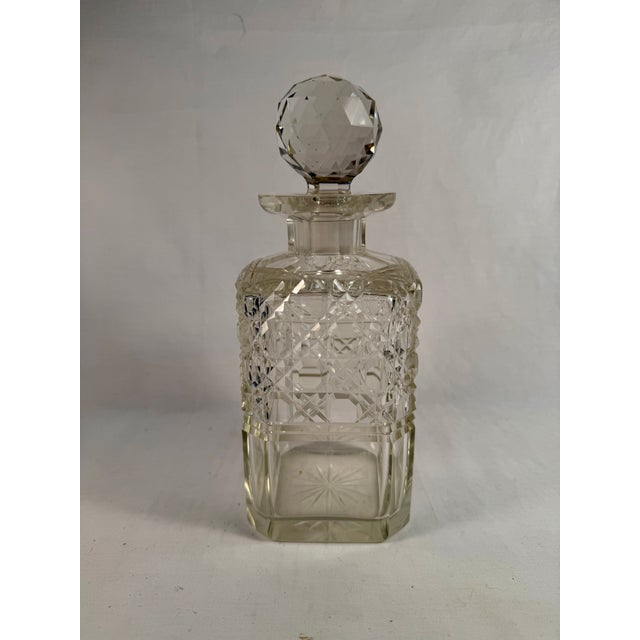 English Antique, English Hobnail and Diamond-Cut Crystal Decanter For Sale - Image 3 of 5