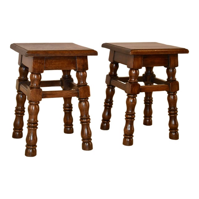 Pair of French Turned Stools For Sale