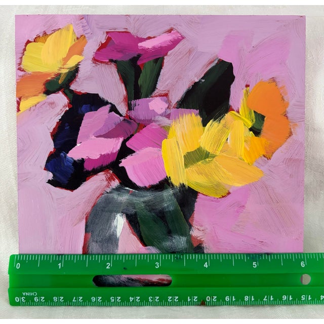 2020s “Pink Reverie” Original Acrylic Contemporary Expressionism Floral Still Life by Linda McDonough For Sale - Image 5 of 9