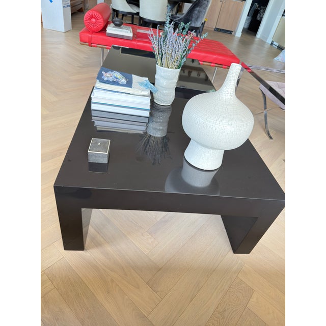 Set of Two Custom Square Black Lacquer Tables For Sale - Image 4 of 9