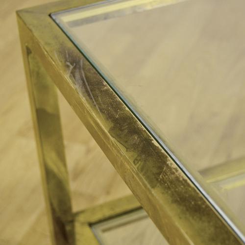 Vintage Glass and Brass Coffee Table, 1970s For Sale - Image 4 of 9