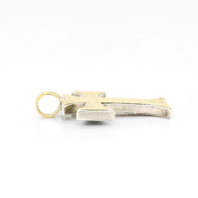 Konstantino 18k and Sterling Silver Byzantine Orthodox Style Pendant Cross For Sale - Image 12 of 12