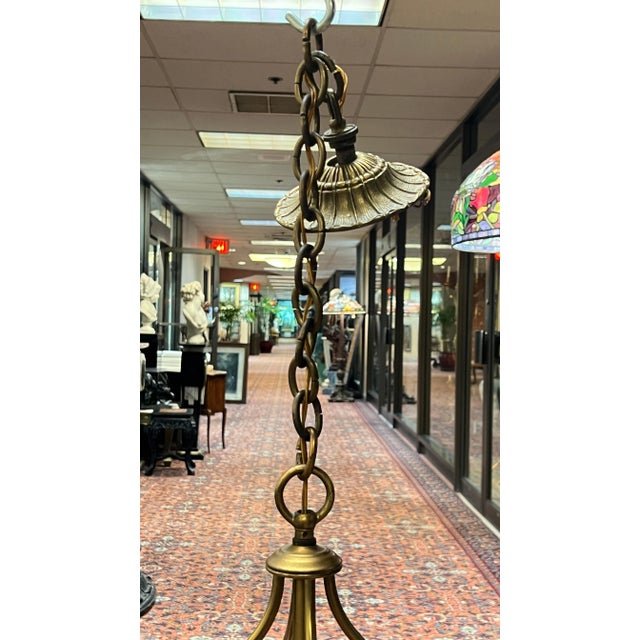 Vintage Brass six lighLantern in English Regency Georgian American Federal Style For Sale - Image 10 of 12