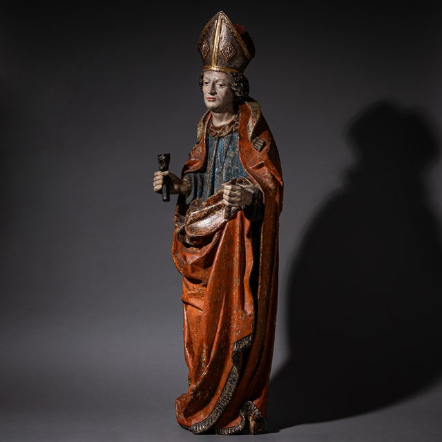 Unknown, Sculpture of Saint Eligius, 1480, Wood, in Good conditions. Designed before 1890