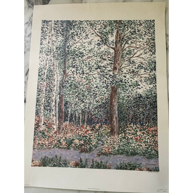 Vintage 1990s Lithograph Titled, "Birch Grove", Signed by Artist Peter Wong For Sale - Image 10 of 13