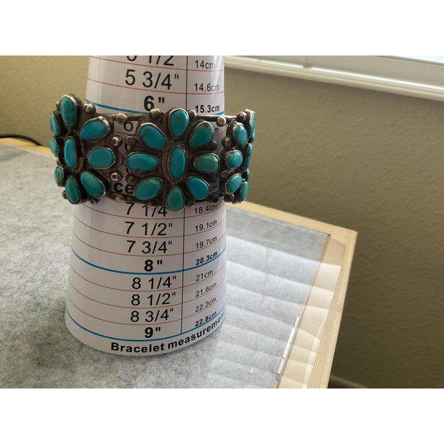 Southwestern Turquoise and Silver Cuff Bracelet Signed W C For Sale In Tampa - Image 6 of 7