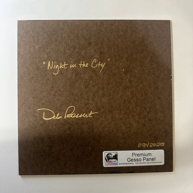 "Night in the City" Contemporary Original Abstract Cityscape Painting by Deb Bossert For Sale - Image 4 of 4