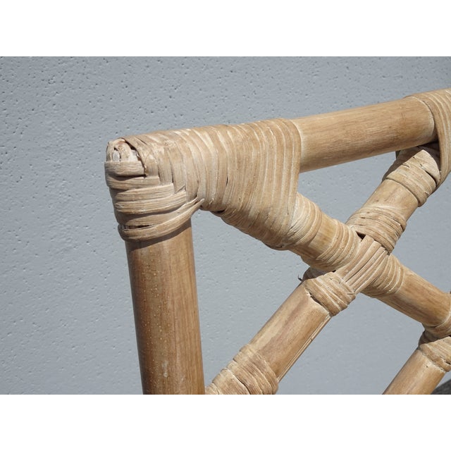 Tan Pair of Vintage Chippendale Bamboo Rattan Side Chairs For Sale - Image 8 of 17