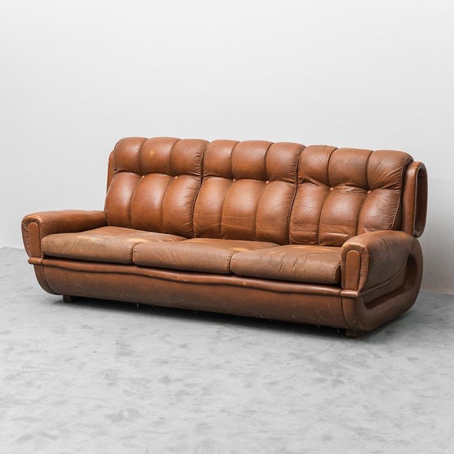 Vintage Three-Seater Leather Sofa, 1970s For Sale - Image 13 of 13