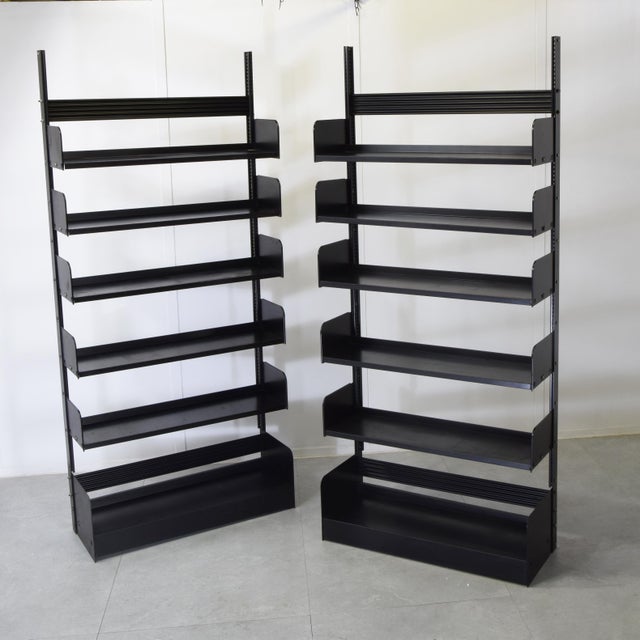 Black Industrial Metal Shelving Unit Congress Model in Black Lacquered Metal Frame from Lips Vago, Set of 2 For Sale - Image 8 of 8