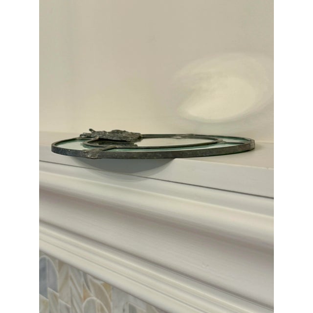 Vintage Coastal Stained Glass & Pewter Finish Ship Accent Mirror For Sale - Image 11 of 11