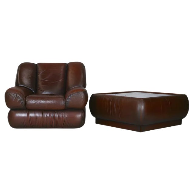 Set of Space Age Armchair and Coffee Table, Italy, 1970s For Sale