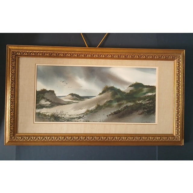 Coastal Mid 20th Century Dorise Olson Mina-Mora - Two Coastal Beach Watercolors - Set of 2 For Sale - Image 3 of 9