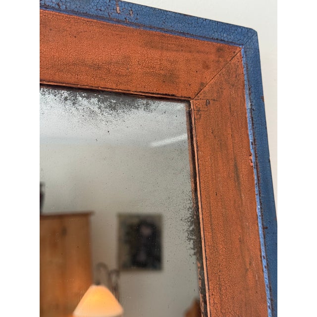 Wood Folk Art Painted Wall Mirror For Sale - Image 7 of 9