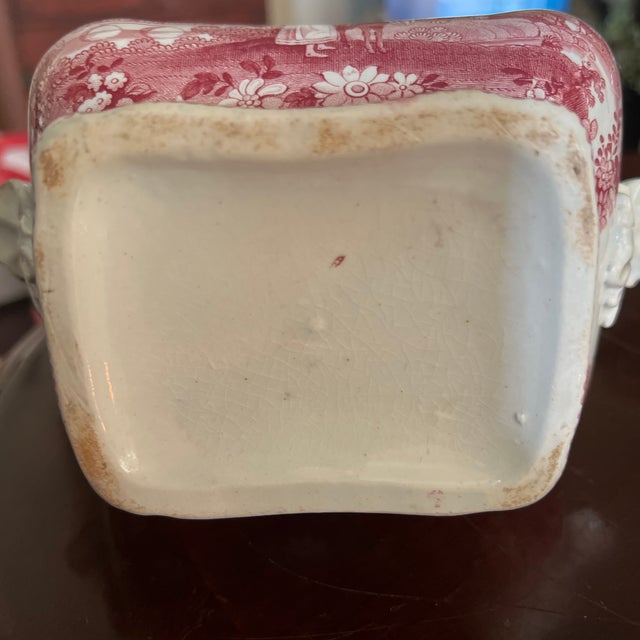 Ceramic Vintage Old British Castles Pink Small Tureen, Repurposed Vase For Sale - Image 7 of 12