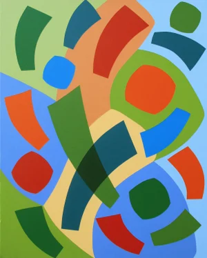 "For Aida" Contemporary Geometric Hard Edge Acrylic Painting by Sassoon Kosian