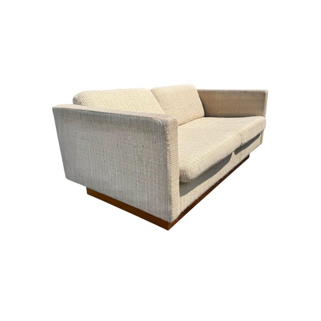 Off-white Vintage Danish Modern Teak Sofa & Loveseat W/Original Upholstery - Set of 2 For Sale - Image 8 of 13