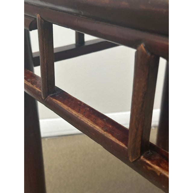 Chinese Antique Square Elm Stool / Table With Round Legs, Circa 1890. For Sale - Image 11 of 15