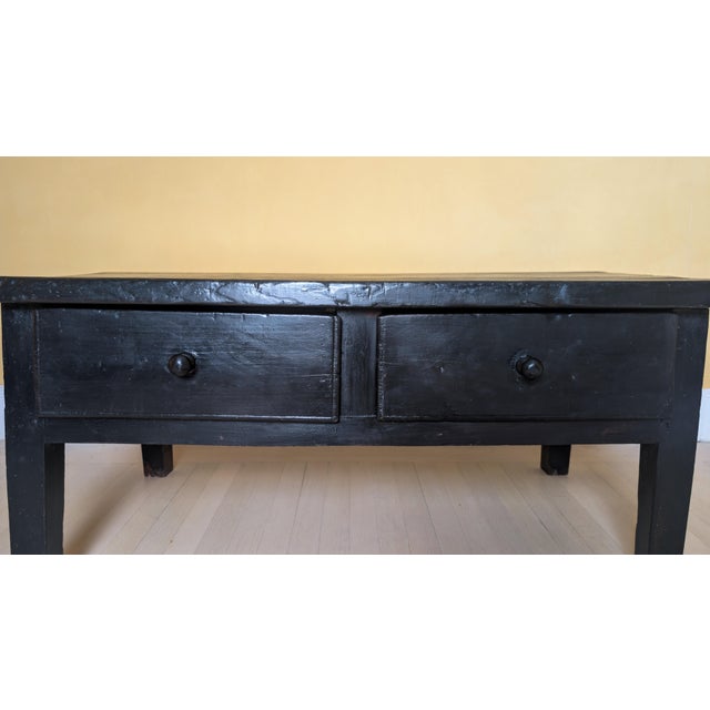 19th Century Rustic Black Painted Coffee Table For Sale - Image 13 of 14