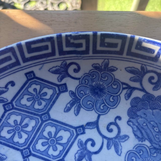 Antique Japanese Imari Ware Porcelain Blue and White Hand Painted Charger Platter, Meiji Period (1868-1912) For Sale - Image 11 of 11