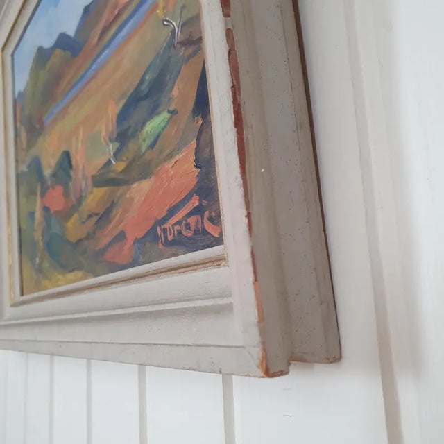 1950s Mid-Century Swedish Modernist Landscape Oil Painting by Nils Dramé For Sale - Image 13 of 18