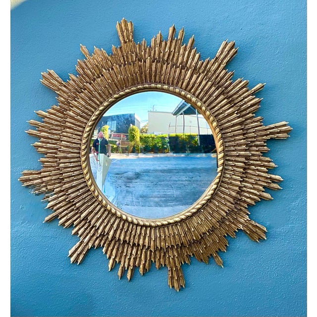 Vintage Gilt Starburst Mirror For Sale - Image 12 of 12