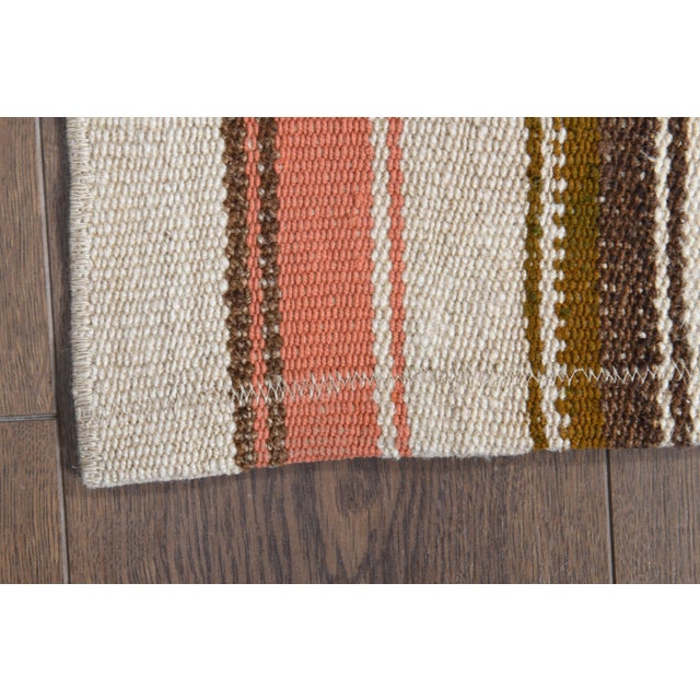 1970s Vintage Handmade Wool Cotton Turkish Beige Runner Rug For Sale - Image 9 of 11