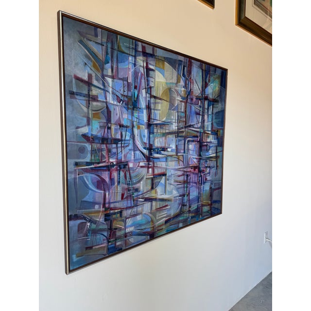 A striking large-scale abstract expressionist oil on canvas by Cuban artist Oswaldo Gutierrez, dated 1987 and signed lower...