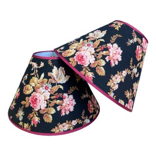 Floral Fabric Lamp Shades - A Pair For Sale