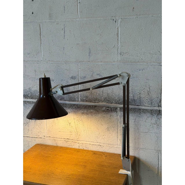 Metal Demko Danmark LTD-1 1910 Architect Desk Lamp Brown Clamp Base Danish Mid-Century 1970s For Sale - Image 7 of 11