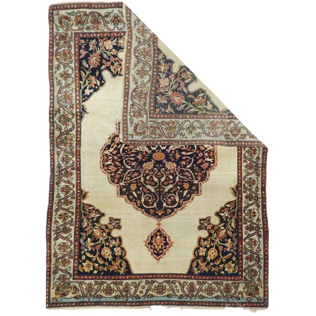 Late 18th Century Antique Sarouk Rug 4'2'' x 5'10'' For Sale - Image 4 of 11