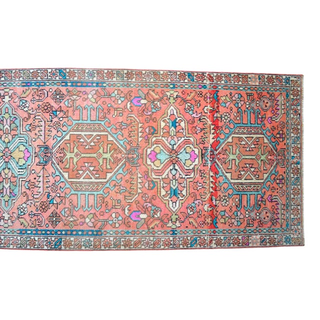Hand Knotted Kurdish Tribal Runner Rug Low Pile Hallway Decor For Sale - Image 9 of 11