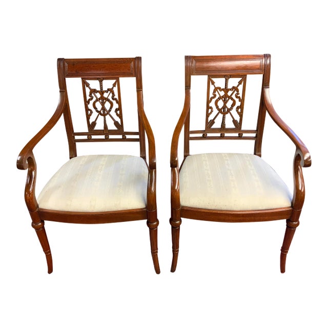 Pair of Late 20th Century Regenecy Style Arm Chairs For Sale