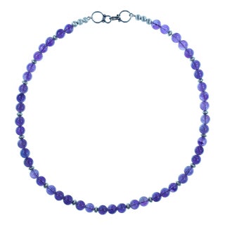 Ajd 19.5 Inch Highly Polished Transparent Amethyst Necklace For Sale