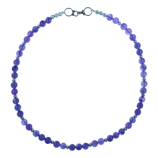 Ajd 19.5 Inch Highly Polished Transparent Amethyst Necklace For Sale